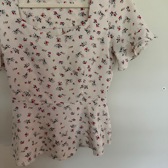Monteau Flutter Sleeve Top Peplum Feminine Cottage Core Blouse - S - Picture 3 of 4